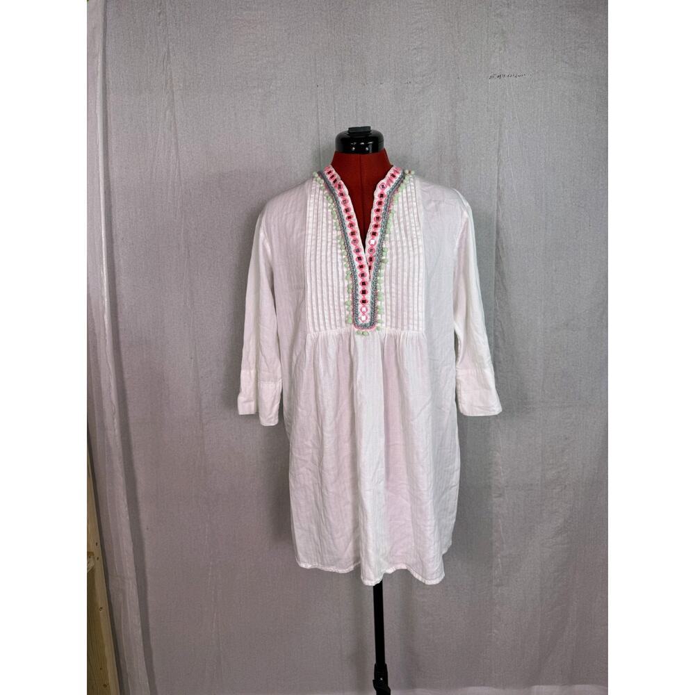 Nvelop Sun Tunic Top UVA UVP Protection Boho Beach Coverup White Size M E092